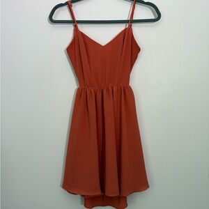 B Darlin Orange Mini Pleated Sweatheart Sundress